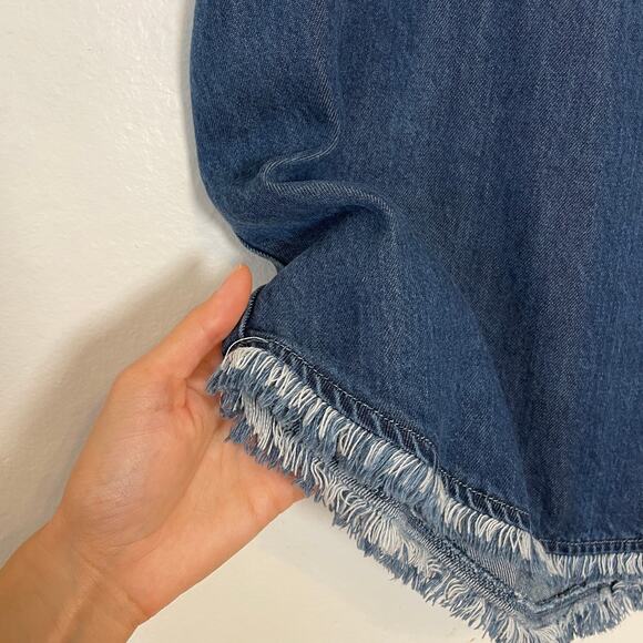 Maven West – Frayed Denim Tank Top Blouse with Fringe Hem - Picture 6 of 9